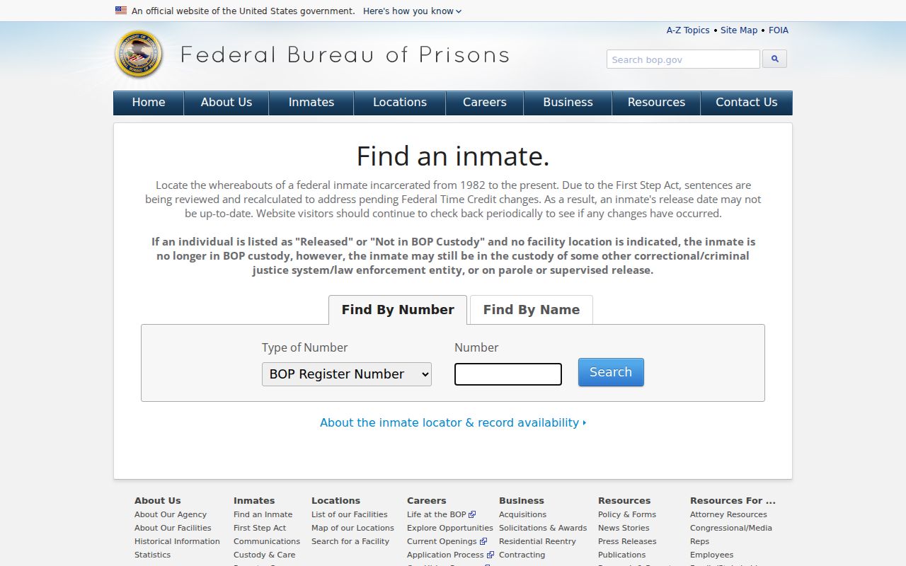 Federal inmate locator for custody outside Mason County arrest systems
