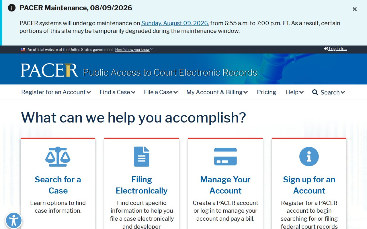 Federal PACER access for criminal cases outside Mason County courts