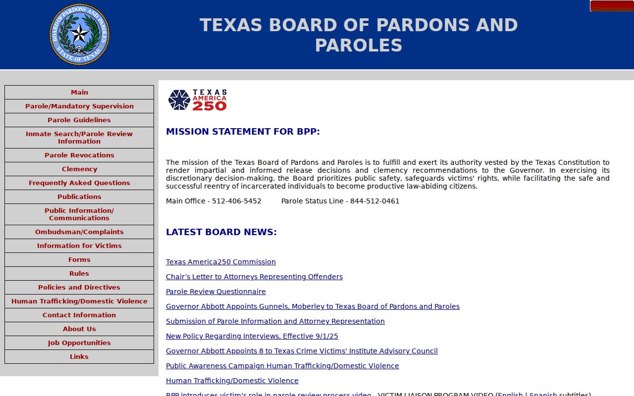 Texas parole board information for Mason County criminal history research